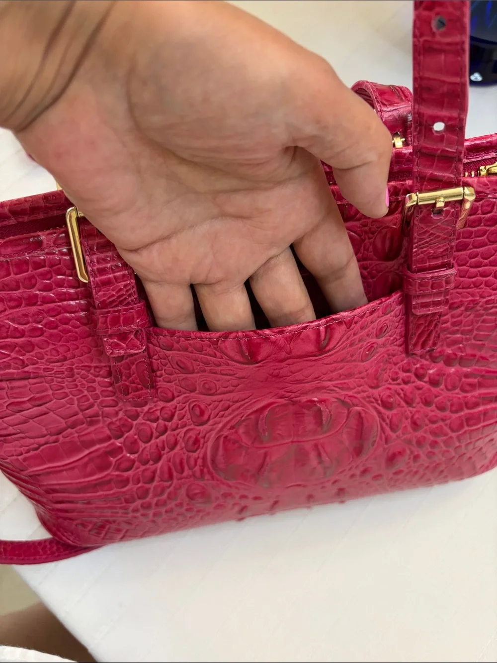 Brahmin Croc-Embossed Shoulder Tote & Wallet - Fuchsia Pink
